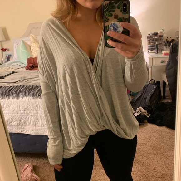 CAbi gray long sleeve Taylor draped wrap #3245 - Picture 5 of 5